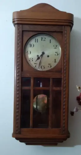 Relógio Antigo de Parede Junghans Original - Alemão, de corda com pêndulo
