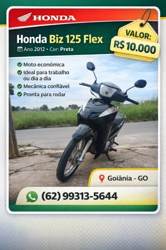 Honda Biz 125 Flex 2012 - Econômica, Conservada e Pronta para Rodar!