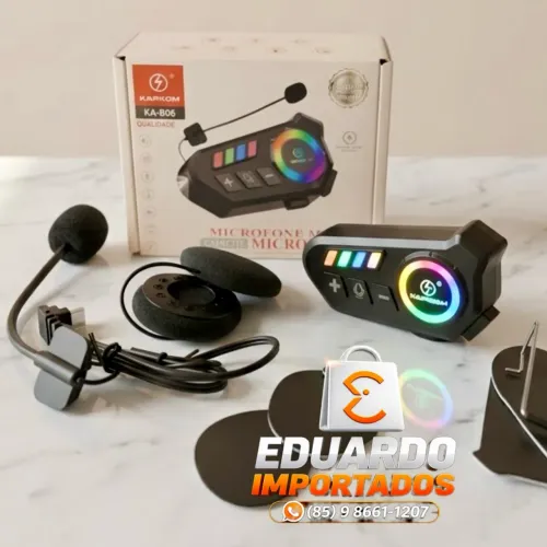 Kit Comunicador Bluetooth p/ Capacete de Moto com Fone e Microfone