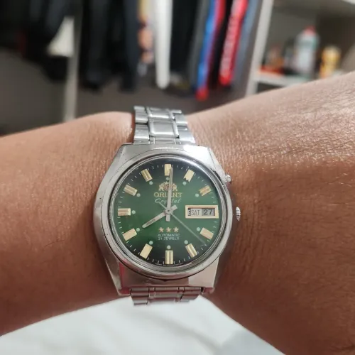 Relógio Orient Automático 3 Estrelas - Mostrador Verde (Clássico Vintage)