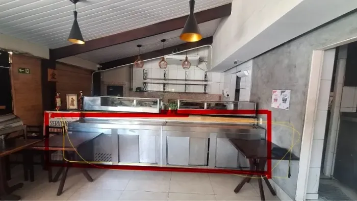 Balcão armário com mesa refeigerada