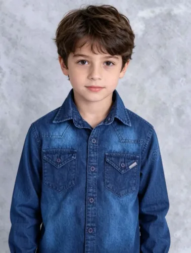 Camisa Masculina Jeans Infantil Petik Kid  6 anos 