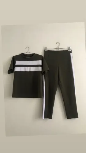 Blusa e calça M verde escuro com branco