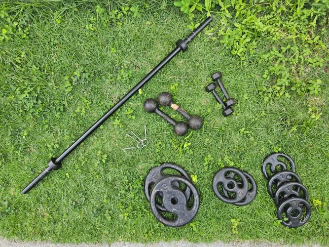 Kit Anilhas e Barra 5kg 2kg 1kg