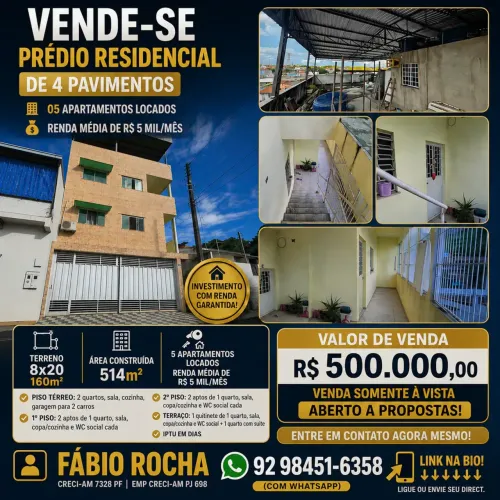 Vende-se Prédio Residencial de 4 pavimentos - Conj. Boas Novas (Cidade Nova 1/Flores)