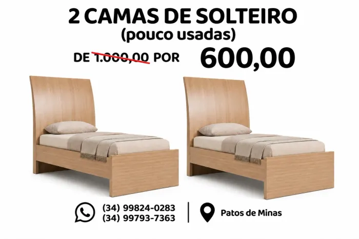 2 CAMAS DE SOLTEIRO