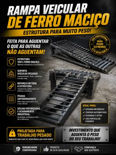 Rampa de ferro maciço reforçado com ferro de 1/2