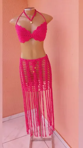 Conjunto saida de praia. Brisa em crochê