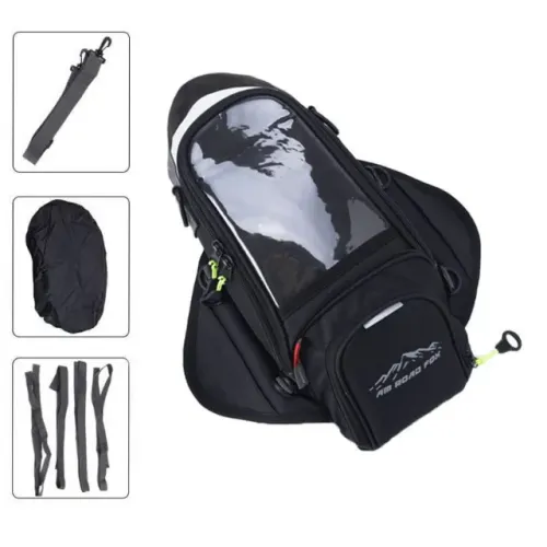 Bolsa Para Tanque De Moto Magnética E Fitas Com Suporte Para Celular E Capa De Chuva