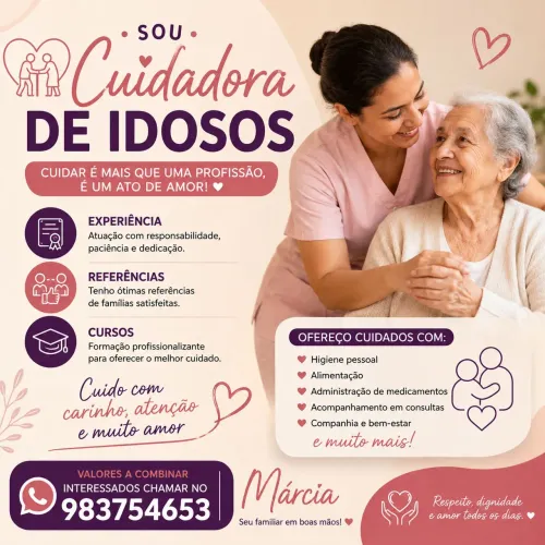 Sou cuidadora de idosos