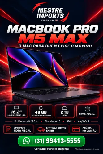 MacBook Pro M5 Max 16 polegadas 48 GB 2 TB Preto-espacial - Loja Física