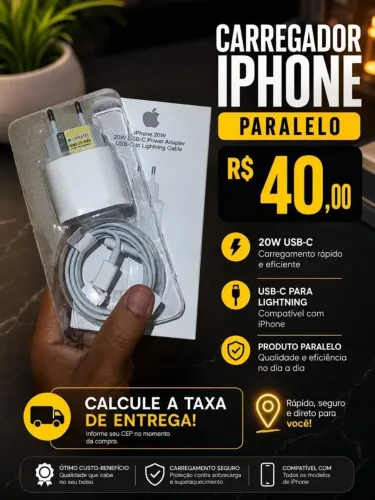 Carregador de iPhone R$40,00