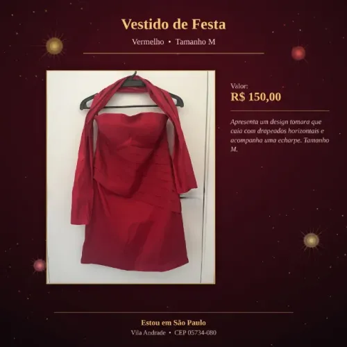 Vestido de festa - Vermelho - Tamanho M