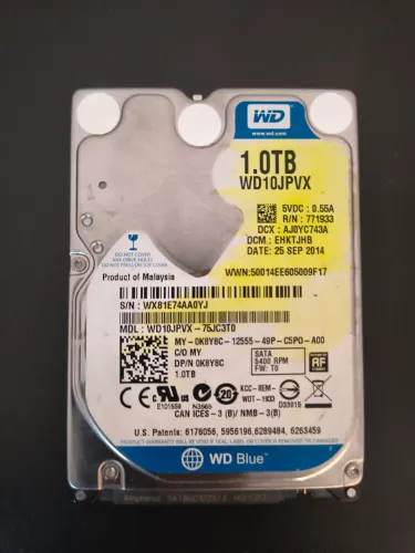 HD 1TB para notebook WD 100% saudável