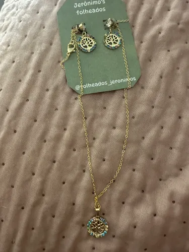 Colar e brinco folheados a ouro 18k