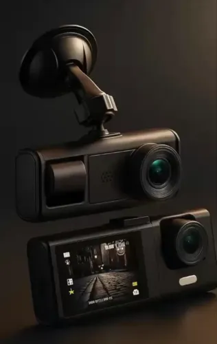 Câmera Veicular Dupla 1080p com Tela - Frontal e Interna