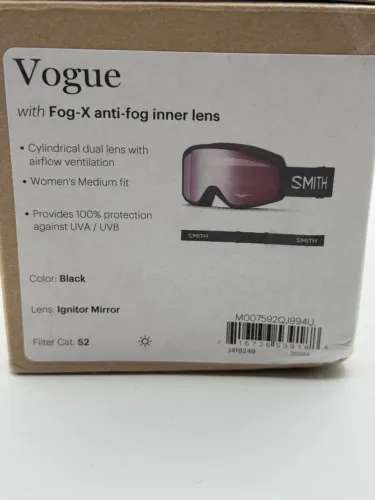 Óculos de Ski/Snowboard Smith Vogue Original Preto Lente Ignitor Mirror Tam. M
