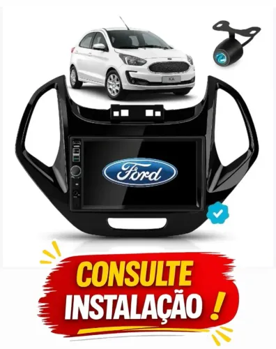 Central Multimídia Ford Ka Espelhamento Android/Ios, Bluetooth, Usb + Moldura!