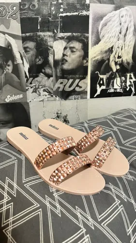 rasteirinha melissa bling rosa nude