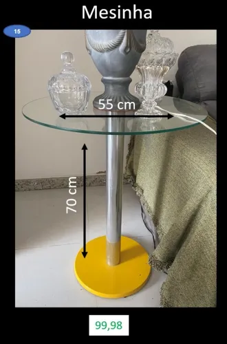 Mesinha de vidro com inox 