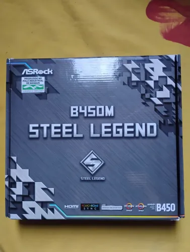 Placa-mãe B450M STEEL LEGEND micro ATX - RGB - Display Port - Entrada tipo C NOVO!
