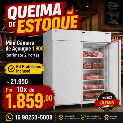10X QUEIMA - CÂMARA FRIA AÇOUGUE REFRIMATE INOX C/ BANDEJAS