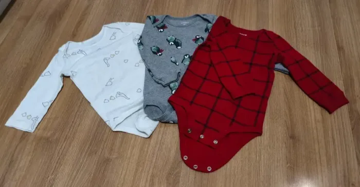 03x Bodysuit Long-sleeve (Carter's) - Tamanho 12/18 meses