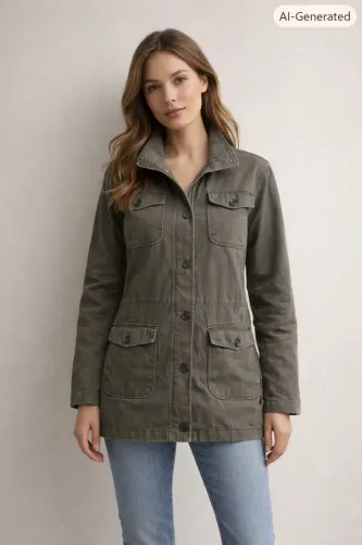 Parka feminina tam 38 verde militar Jinglets Outfitters