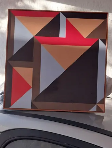 Quadro Abstrato geométrico intrix 50cm por 50cm