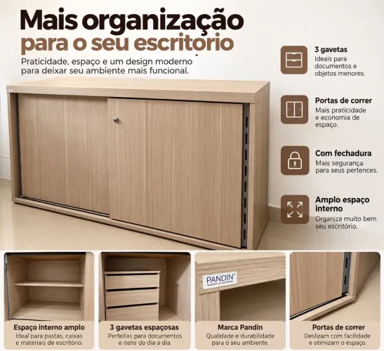 Armário para escritório com porta de correr