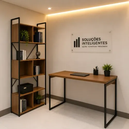 Mesa e estante para escritório