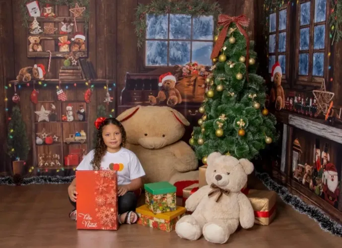 Fundo Fotográfico em Tecido - Cenário de Natal. 