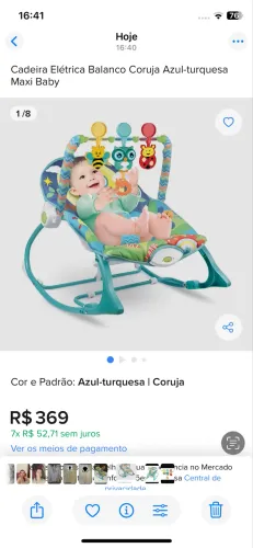 Cadeira de balanço de bebê musical