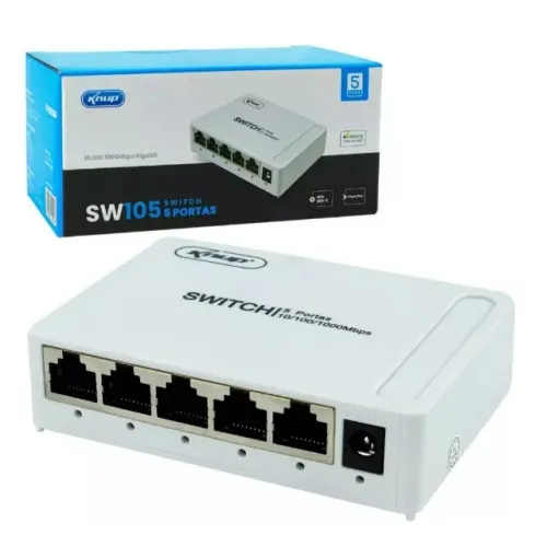 Switch 5 Portas Gigabit Rede 10/100/1000mbps Hub Rj45 Bivolt