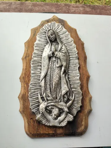 Quadro antigo Nossa Senhora em prata maciça 