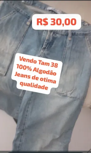 Calça jeans cargueiro Tam 38 100% algodão R$30,00