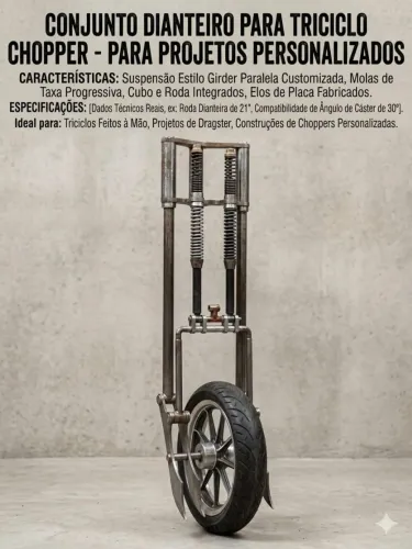 Conjunto dianteiro de triciclo.