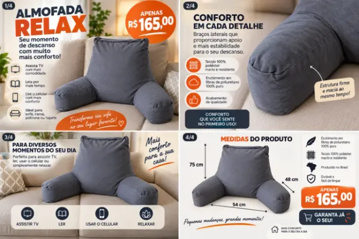 Almofada Relax para Sofá - Conforto | De R$195 por R$165 ?