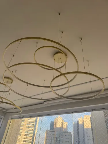 Lustre Pendente Aliança 4 Anéis Dourado LED Ø40/60/80/100cm