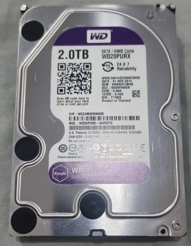 HD Western Digital WD Purple 2TB Novo - WD20PURX - CFTV/DVR/NV