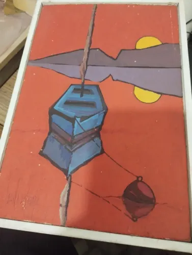 DAVID DA COSTA ,QUADRO EM OLEO SOBRE TELA , ASSINADO , ABSTRATO , MEDINDO 25 X 17 CM