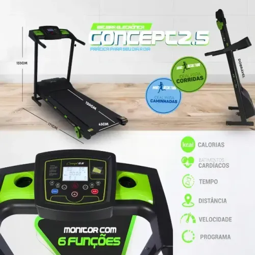 Esteira elétrica Dream Fitness Ergométrica Concept 2.5 cor preto