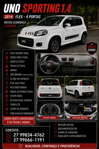 Fiat Uno Sporting 1.4 EVO Fire Flex 8V 4P 2014