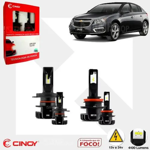 Kit Led Cinoy H4 + H11 Chevrolet Cruze 11 A 14