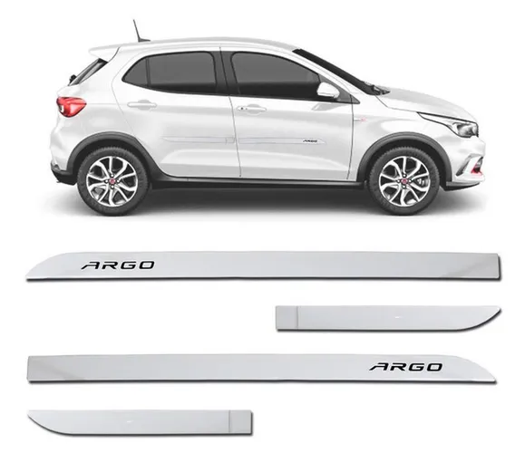 Frisos Laterais Fiat Argo 2017 2018 2019 2020 Branco Alaska Facão