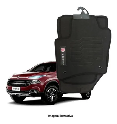 Tapete Automotivo de Borracha Pvc P/ Fiat Toro 2016 - Preto- 03 Peças