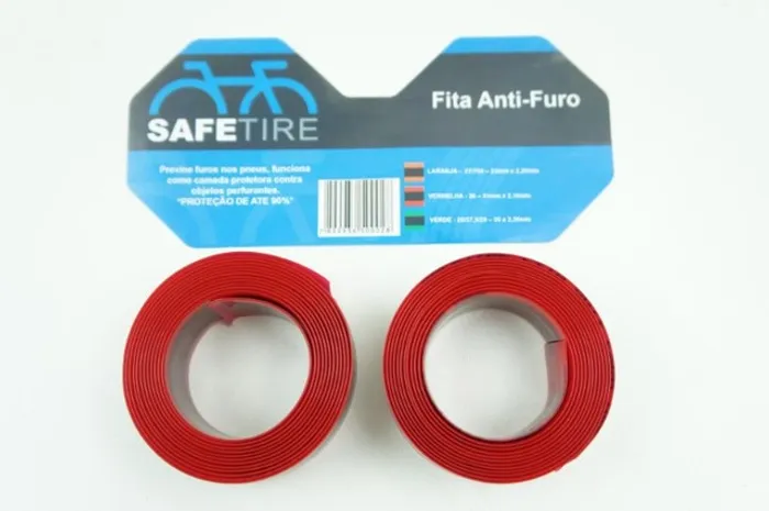 Par Fitas Safe Tire Para Bike MTB Aro 26 Proteção Anti-furo p/ Câmaras Cor Vermelha 5093