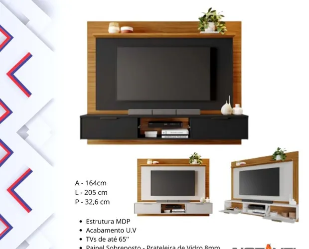 Sala home supenso bancada painel rack