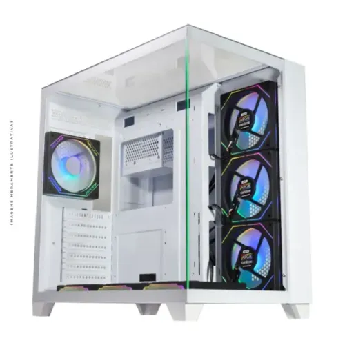 Gabinete Gamer K-Mex Tiger Shark CG-W4J1, ATX, Mid Tower, Vidro Temperado, Sem Fonte, Sem