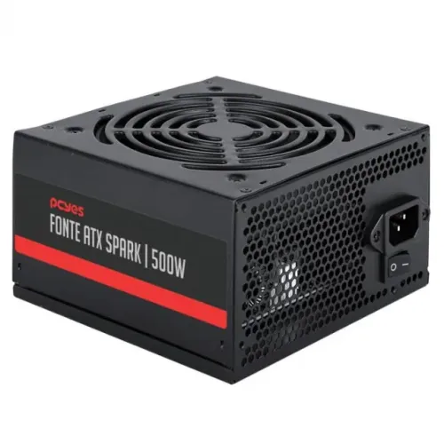 Fonte ATX 500W Real PFC Ativo 75+ Eficiência Pcyes Spark - 1 Ano de Garantia - WZetta
